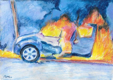 Peinture de Patmor : Véhicule incendié