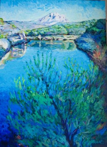 Peinture de ETIENNE Gaetane : Sainte Victoire, lac Zola