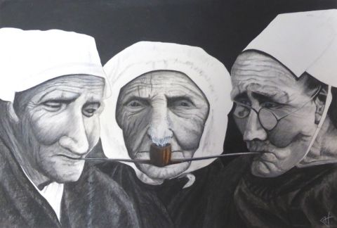Peinture de Jean-Alexandre : Fumeuses