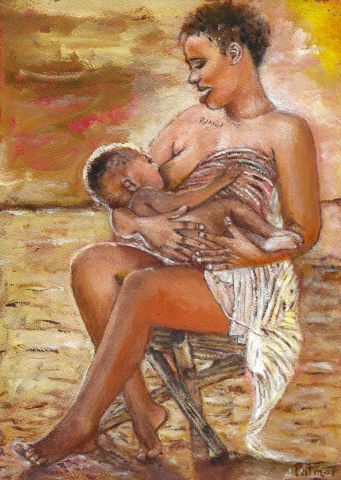 Peinture de Patmor : Femme qui allaite son enfant