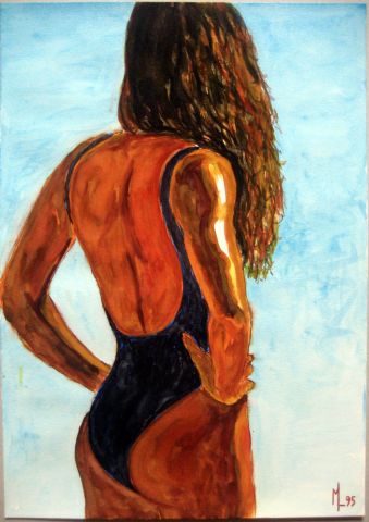 Peinture de Marcofecit : Baigneuse au maillot noir