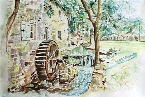 Moulin A Eau Peinture Claesnicole