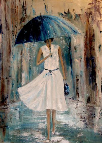 L'artiste Catherine VALETTE - Sous le parapluie bleu