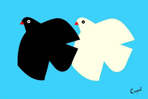 Oiseaux Noir Et Blanc Peinture Cauquil