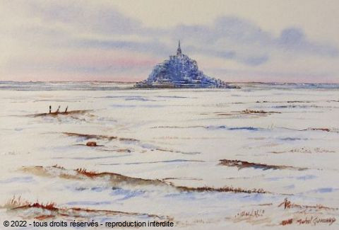 L Artiste Michel Guillard Le Mont Saint Michel Sous La Neige