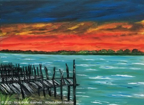 Coucher De Soleil Sur La Baie De Laiguillon Sur Mer