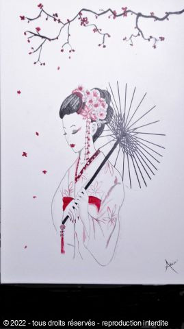 L'artiste Akino - geisha ombrelle