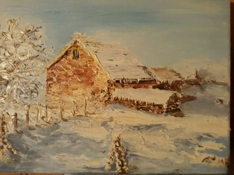 L'artiste oeilme - chalet dans la neige