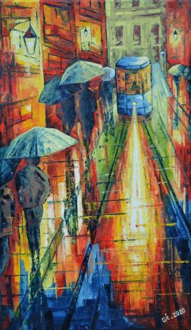Gerard SERVAIS - pluie et lumière sur la ville