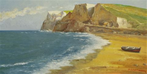 L'artiste marpielo - sur une plage normande