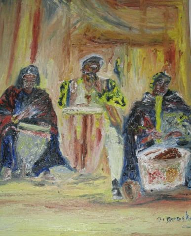  MUSICIENS  CUBAINS  Peinture  JACQUES BOUCHARIF