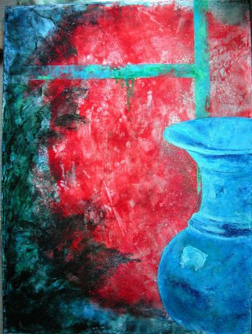L'artiste Marna - Devant le fenêtre rouge