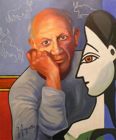 L'artiste James AUGUSTIN - picasso,portrait,PABLO ET JACQUELINE