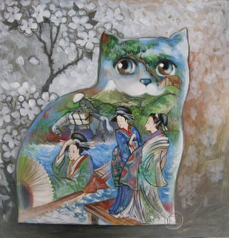 Chat Japonais Peinture Oxana Zaika